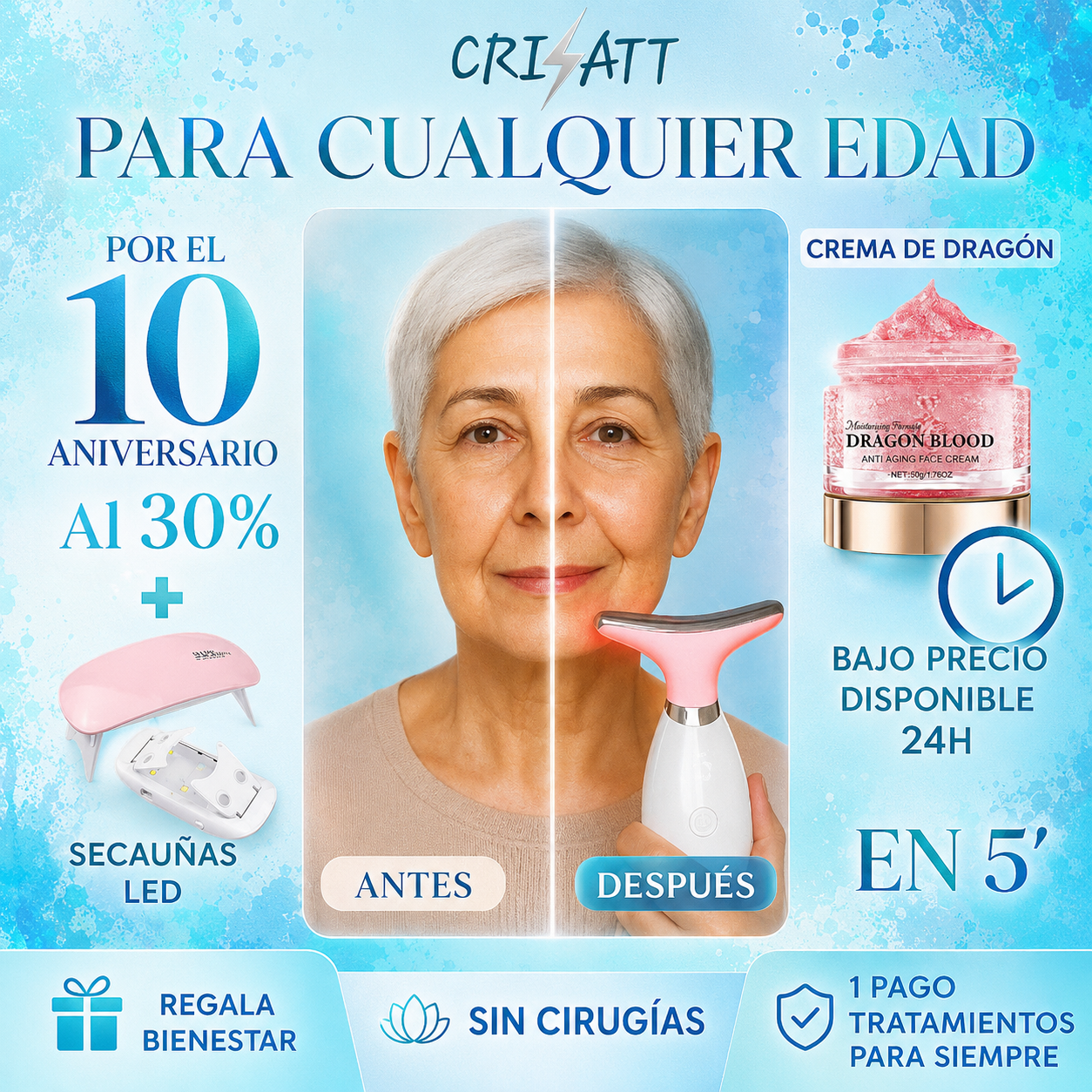 MasajeadorLED |Rejuvenece en semanas, adiós papada| glowATT ™