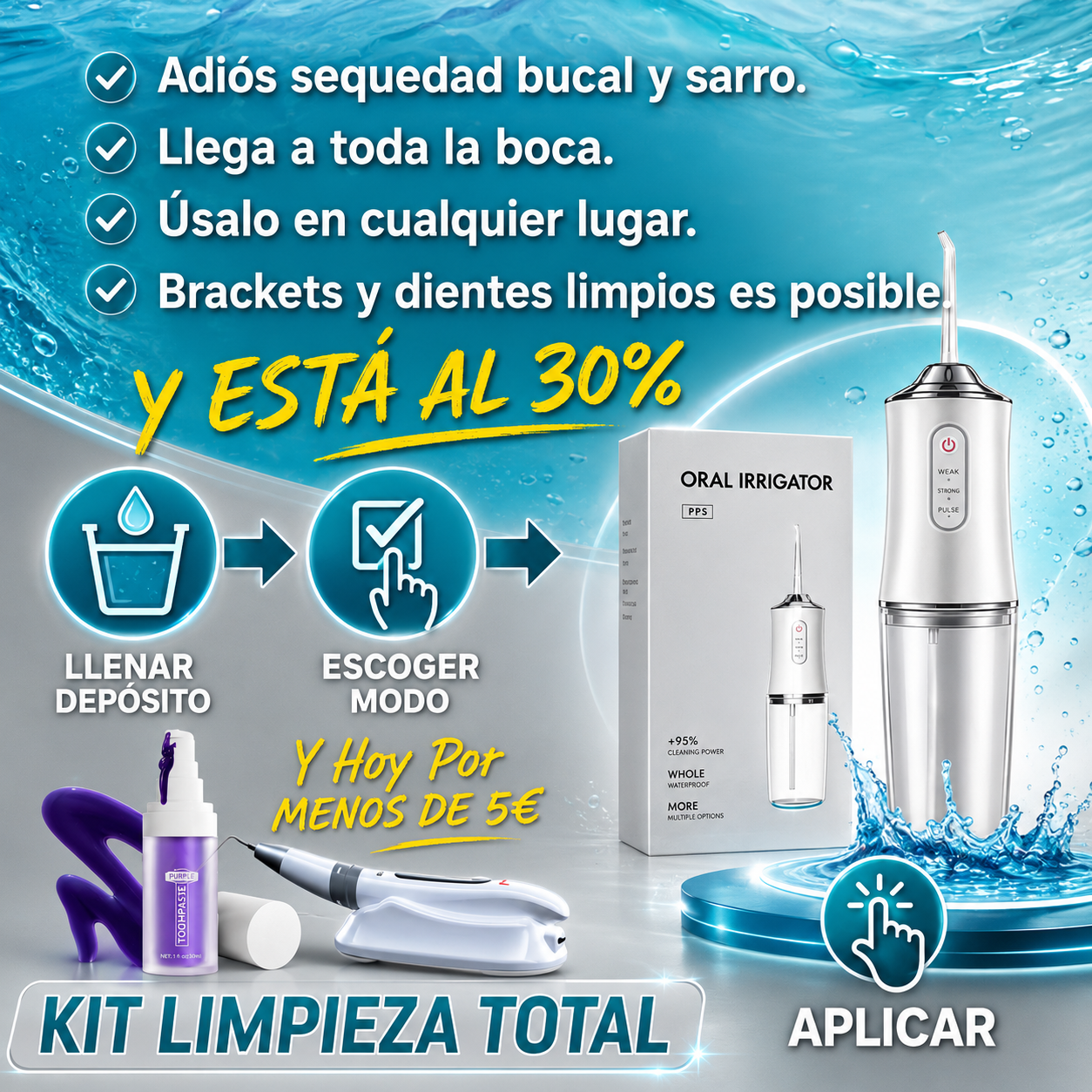 Irrigador dental profesional|Llega a toda tu boca|allATT™ 