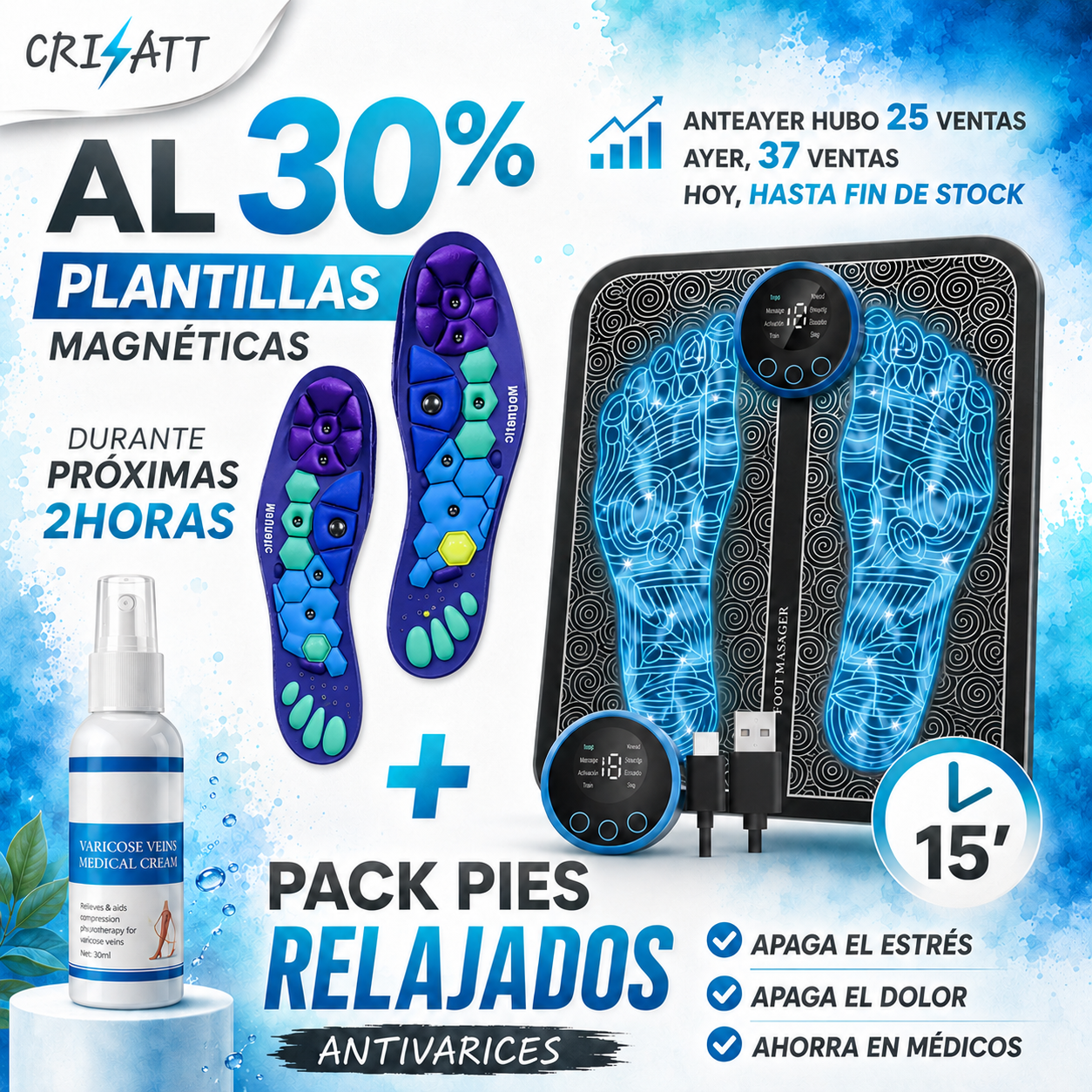 Masajeador de pies ems| adiós malestar de pies|neurosATT2.0™