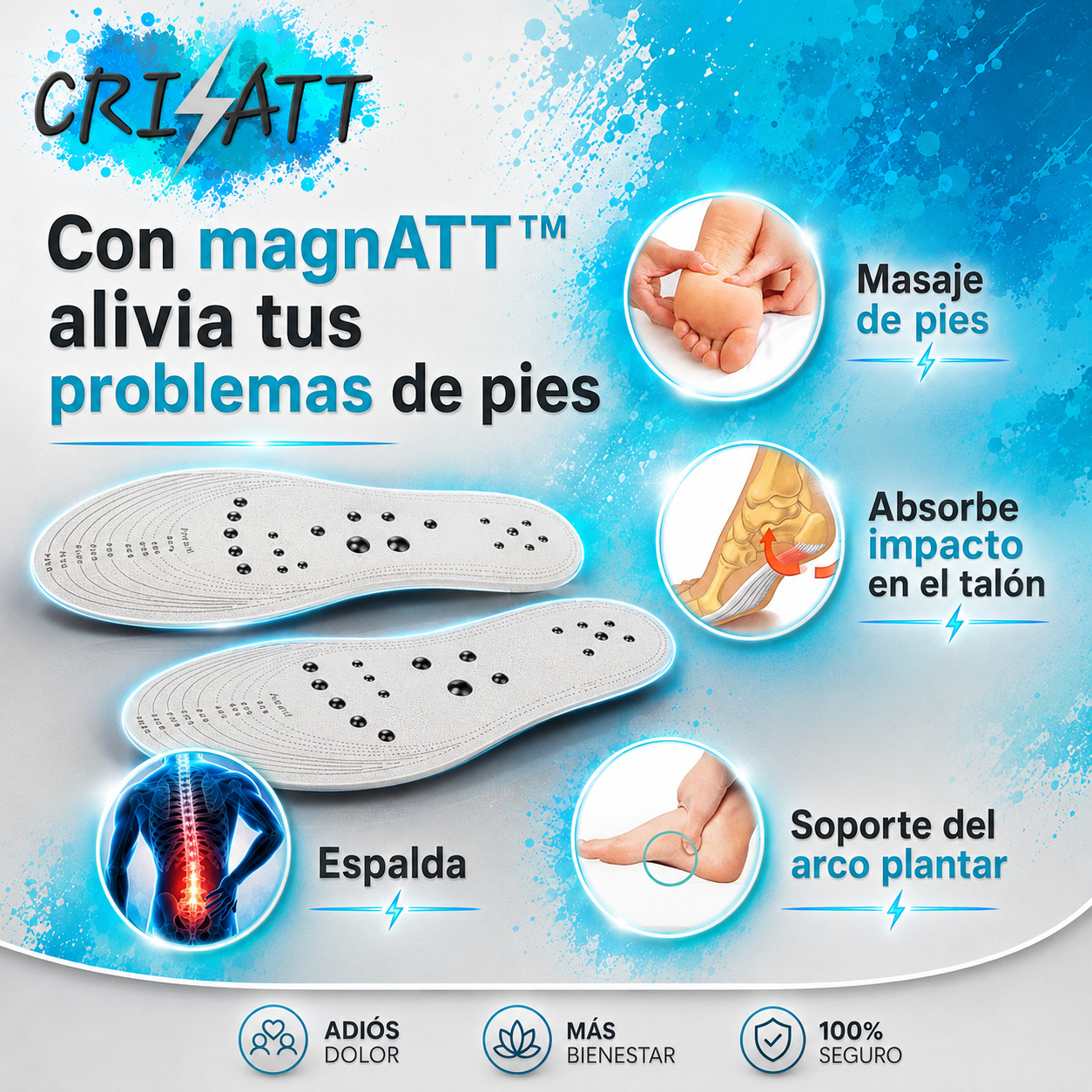 2 pares de Plantillas magnéticas unisex |Mantén el bienestar| magnATT™