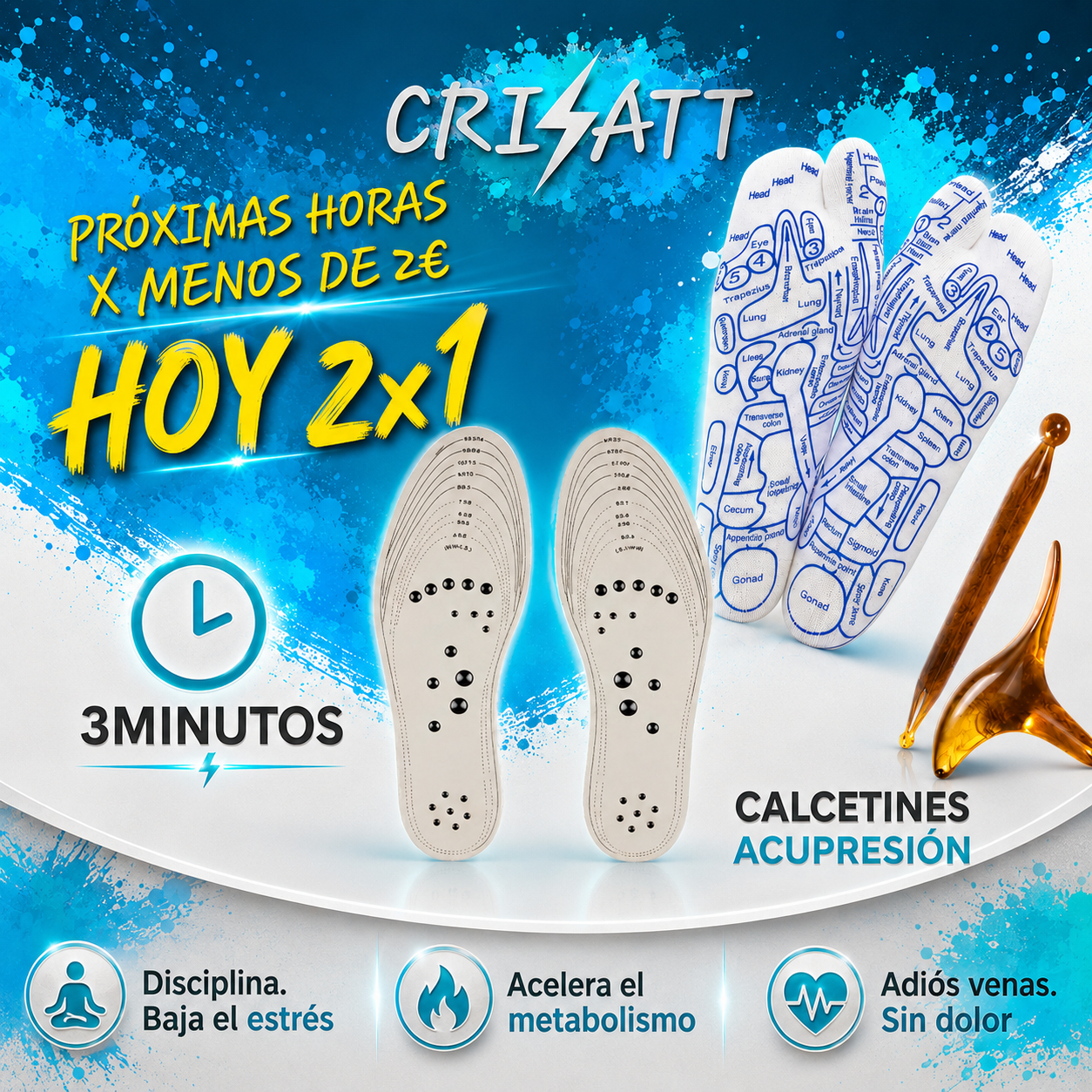 2 pares de Plantillas magnéticas unisex |Mantén el bienestar| magnATT™
