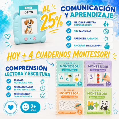 PACK educativo|Juego comunicación + Cuaderno mágico reutilizable Montessori|EducATT ™ 