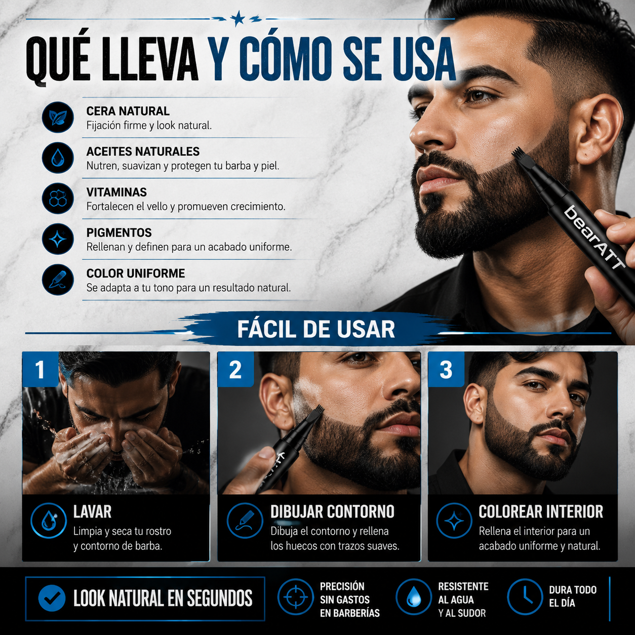 2 x Lápiz corrector waterproof/color y profundidad en segundos/ bearATT™