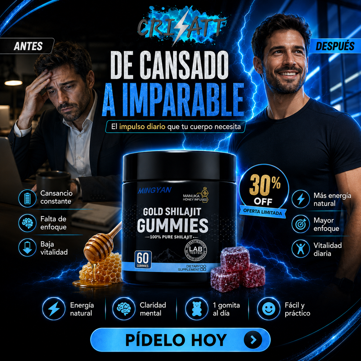 Gomitas de Shilajit puro - Salud, fuerza y bienestar - El poder del Himalaya