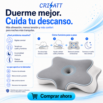 Almohada cervical viscoelástica diseño mariposa GRIS