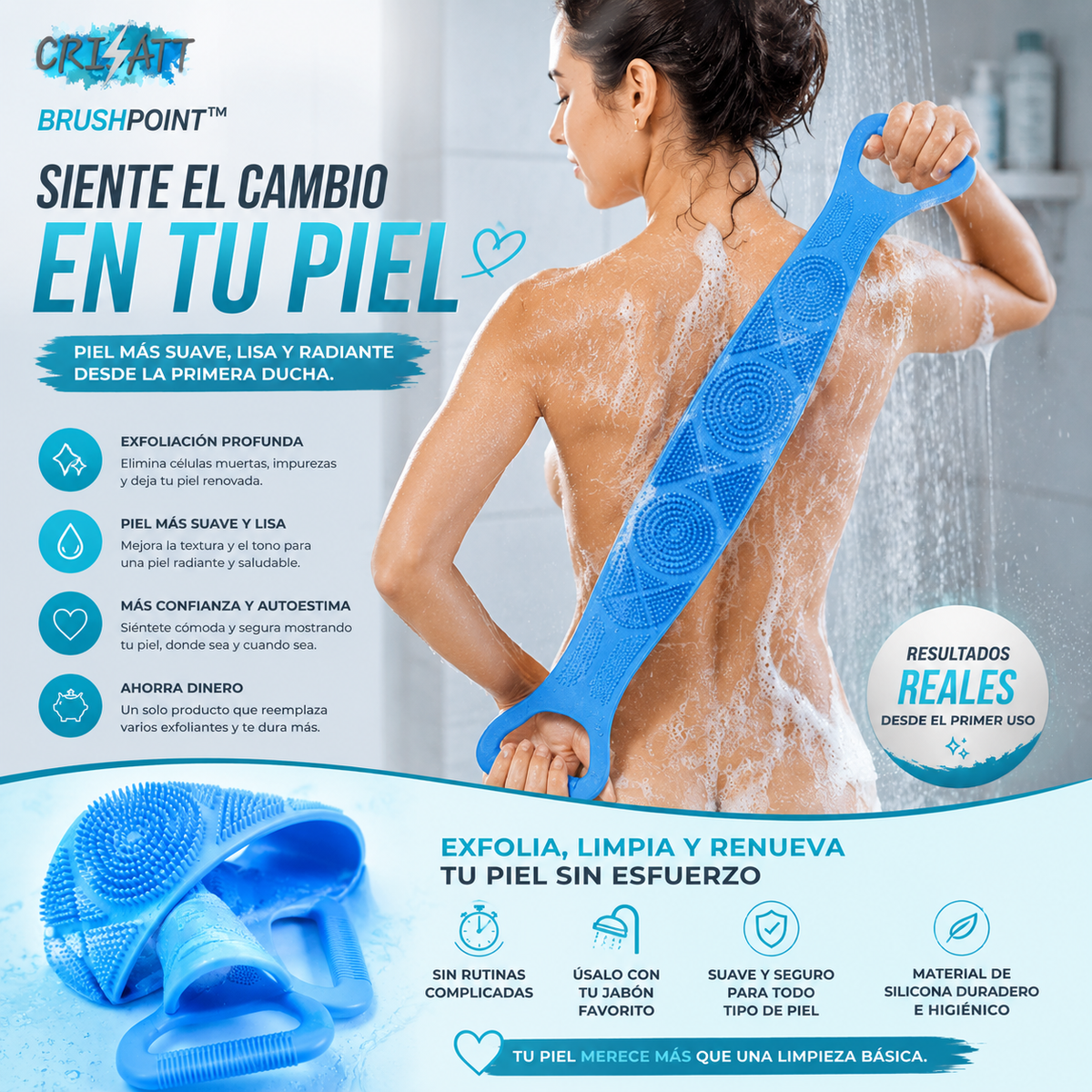 Cepillo de Ducha Exfoliante – Limpieza Profunda y Piel Suave al Instante- BRUSHPOINT™