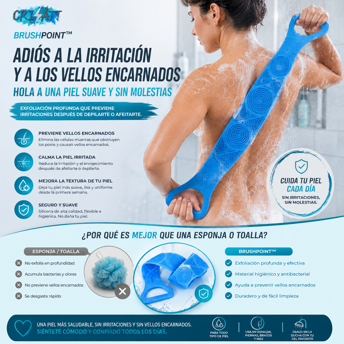 Cepillo de Ducha Exfoliante – Limpieza Profunda y Piel Suave al Instante- BRUSHPOINT™