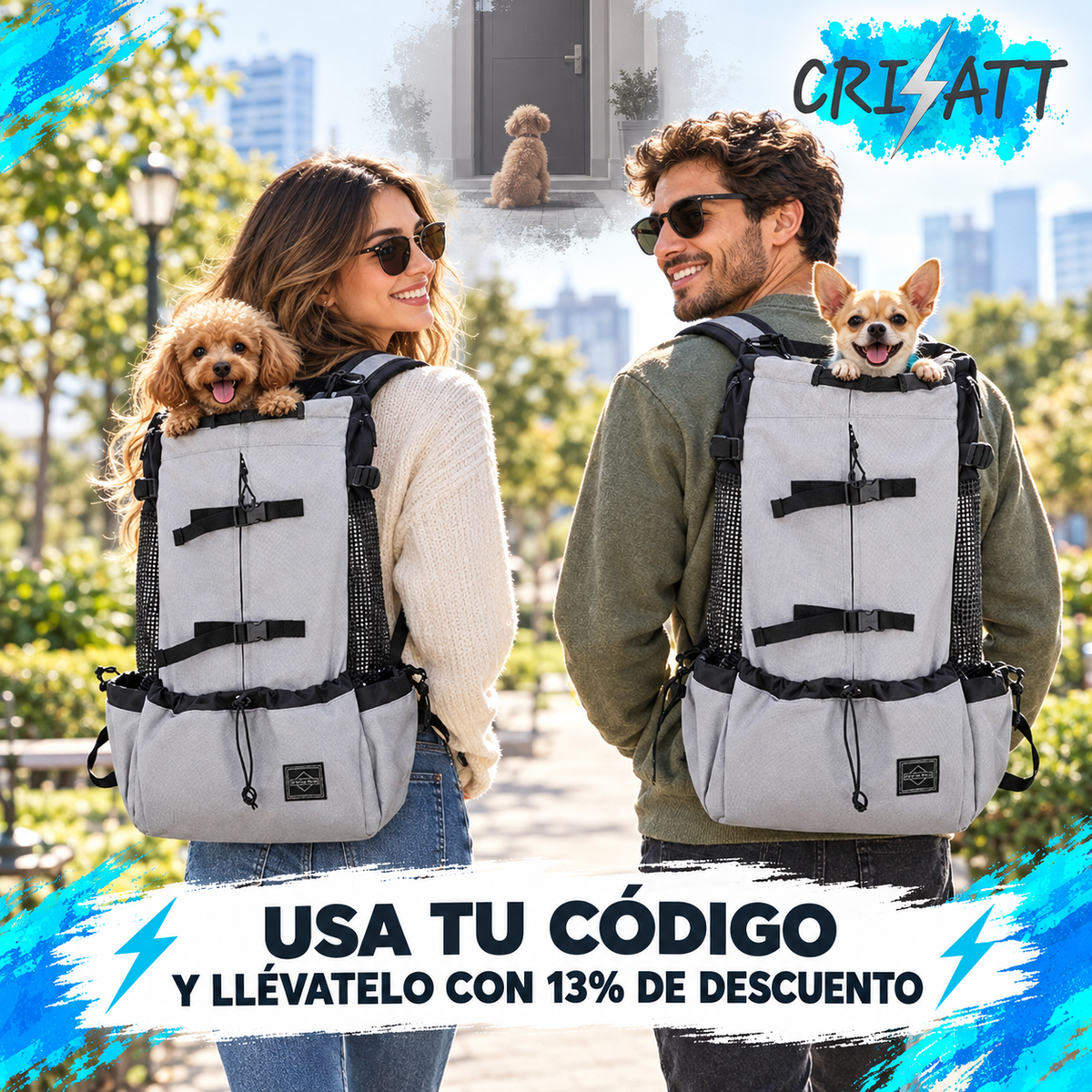 Arnés perro mediano- llevalo contigo a todas partes- medBATT