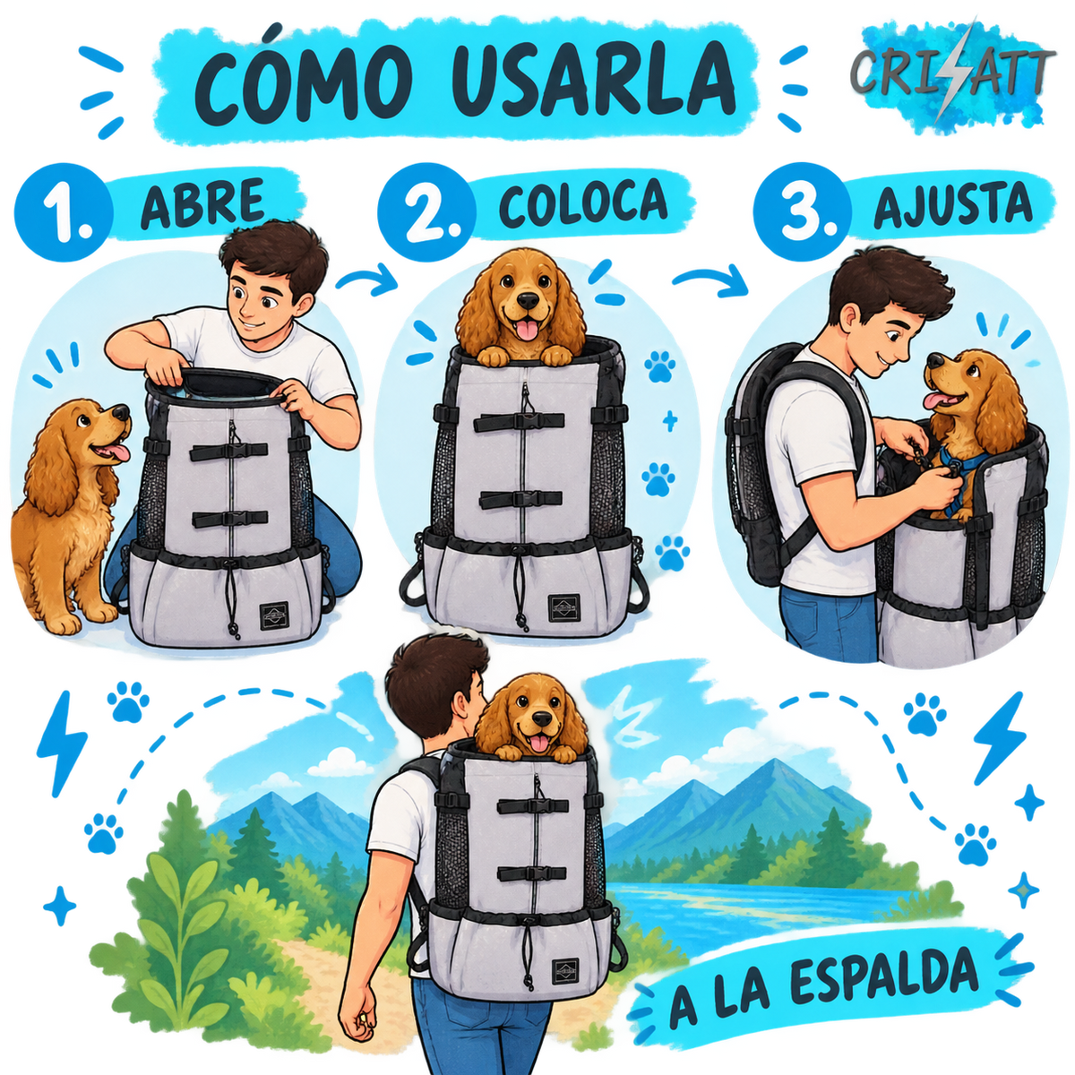 Arnés perro mediano- llevalo contigo a todas partes- medBATT