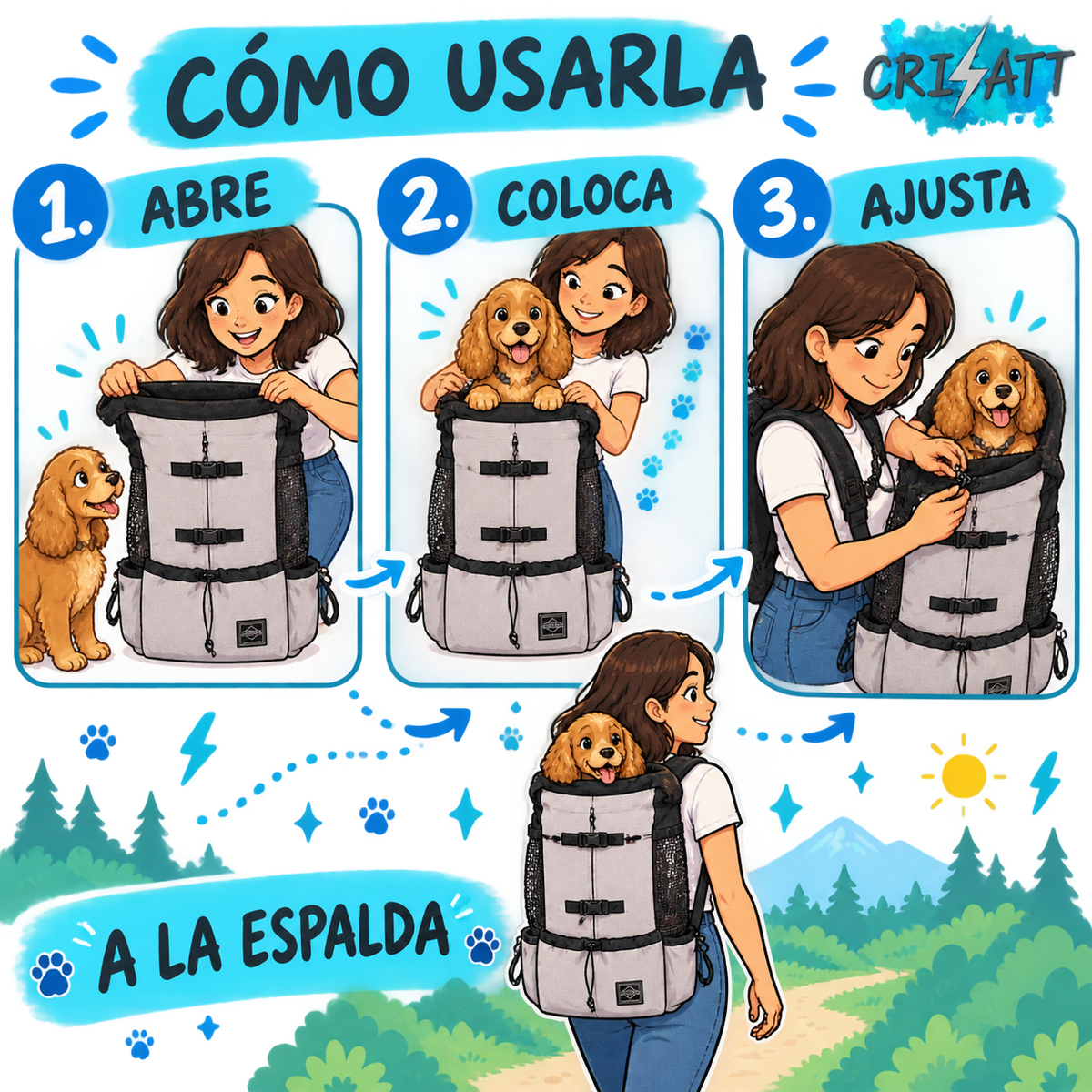 Arnés perro mediano- llevalo contigo a todas partes- medBATT