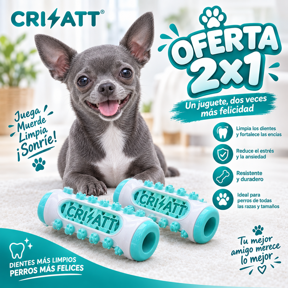 Juguete Dental 2 en 1 para Perros- ByeSarrATT ™