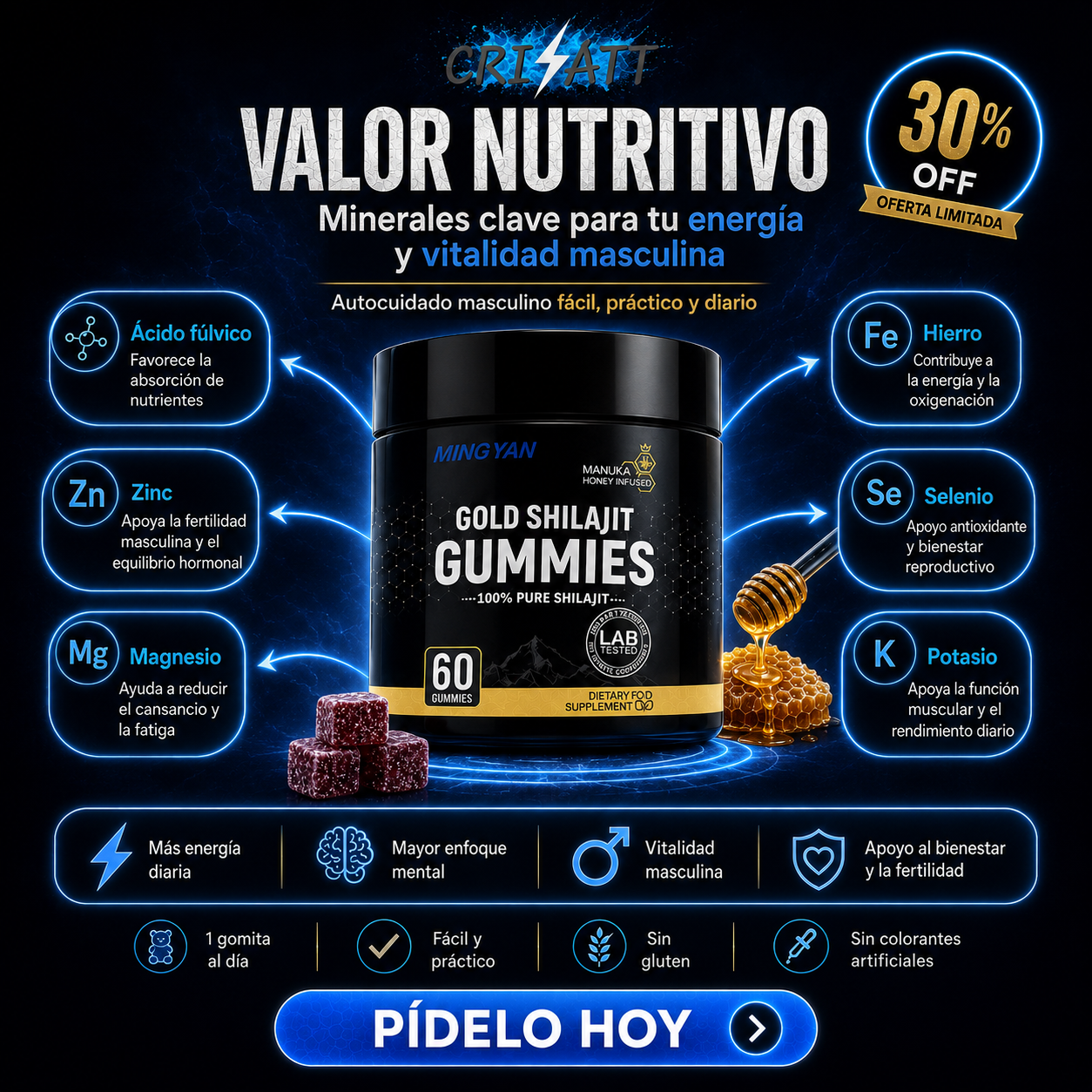 Gomitas de Shilajit puro - Salud, fuerza y bienestar - El poder del Himalaya