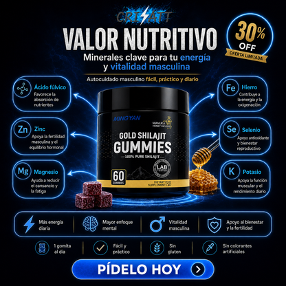 Gomitas de Shilajit puro - Salud, fuerza y bienestar - El poder del Himalaya