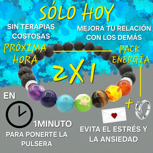 2 Pulseras de roca de lava 7 chakras