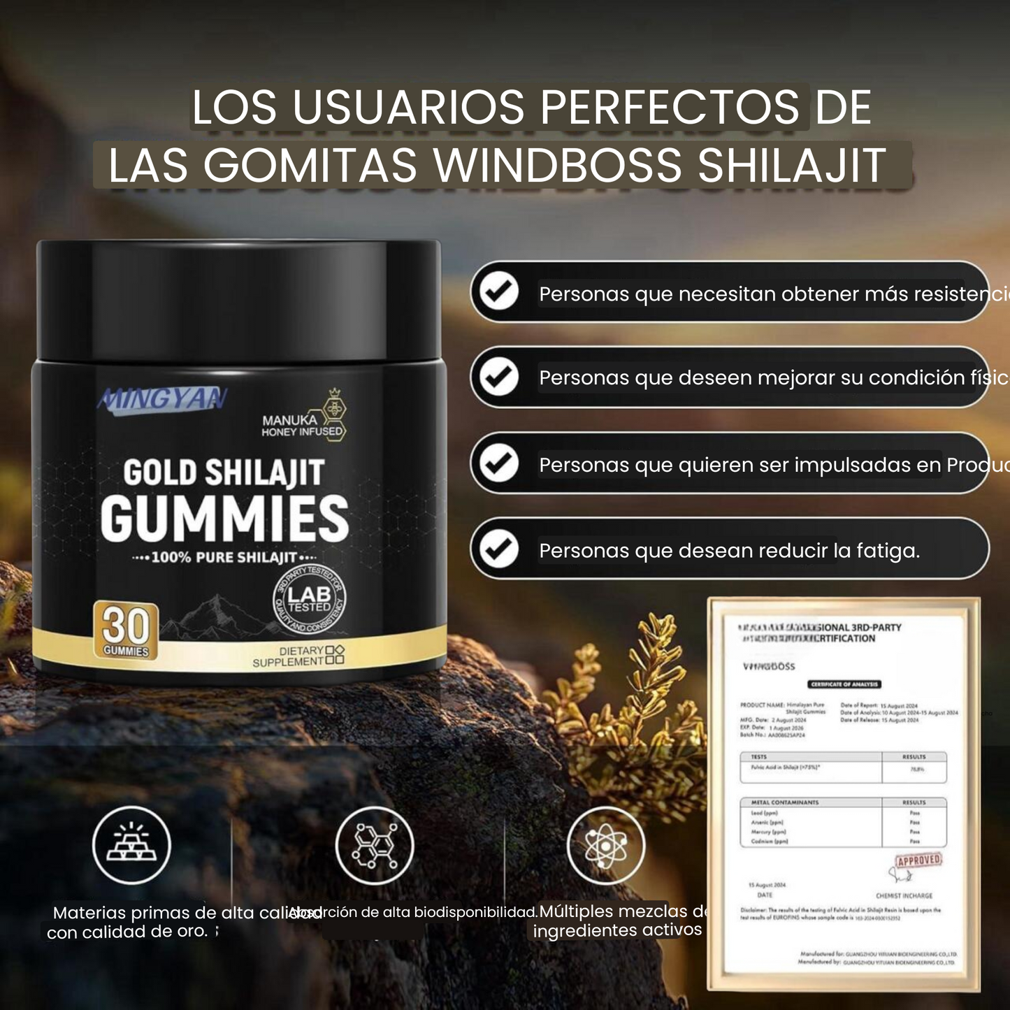 Gomitas de Shilajit puro - Salud, fuerza y bienestar - El poder del Himalaya