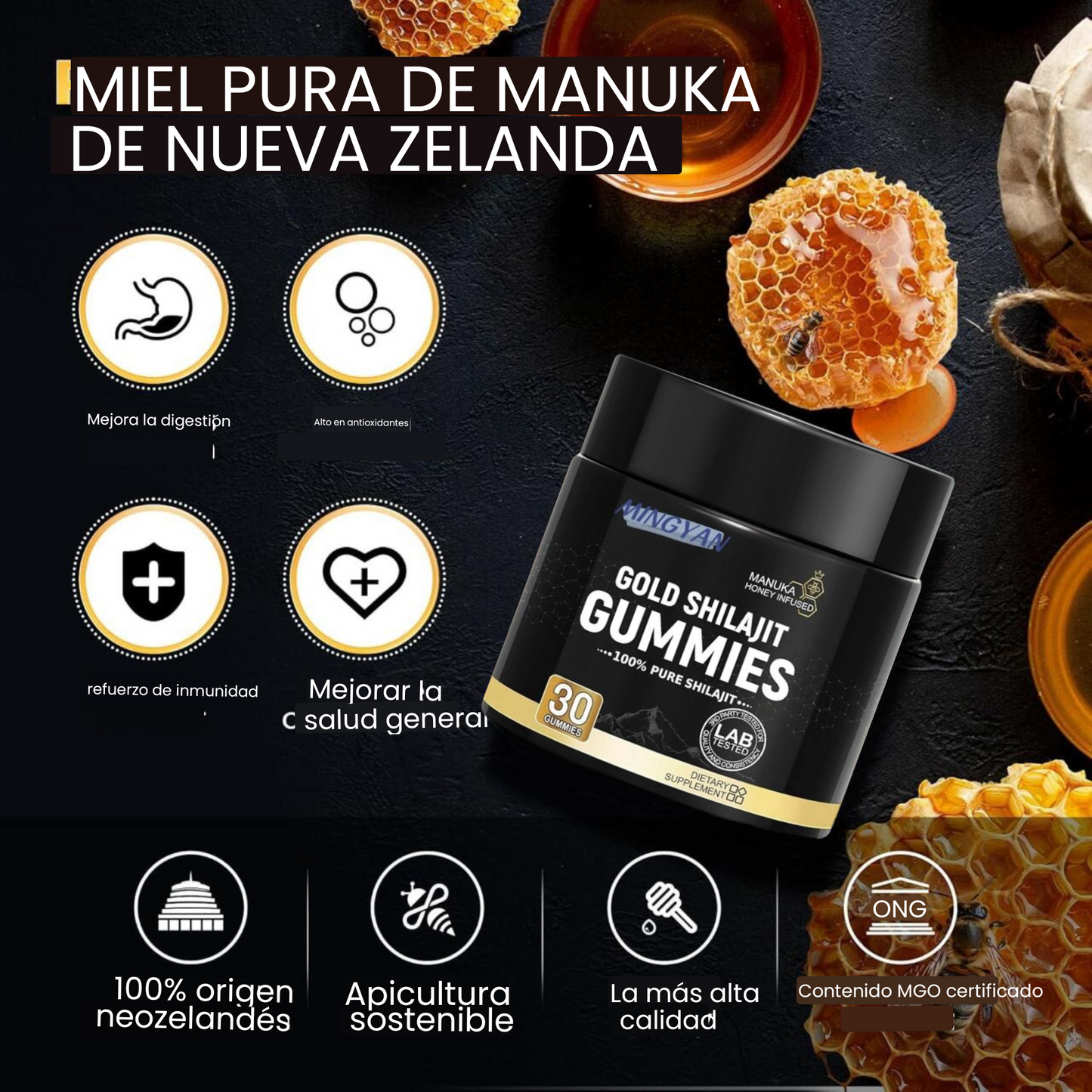 Gomitas de Shilajit puro - Salud, fuerza y bienestar - El poder del Himalaya