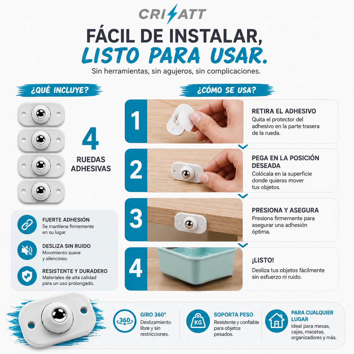 Ruedas adhesivas universales 4PCS|MovATT™