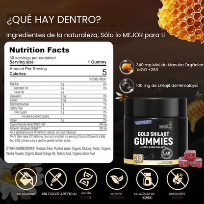 Gomitas de Shilajit puro - Salud, fuerza y bienestar - El poder del Himalaya